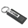 Au-tomotive Gold Carbon Fiber Rectangular Leather Key Chain For Dodge Ram Black