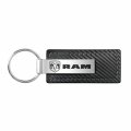 Au-tomotive Gold Carbon Fiber Rectangular Leather Key Chain For Dodge Ram Black