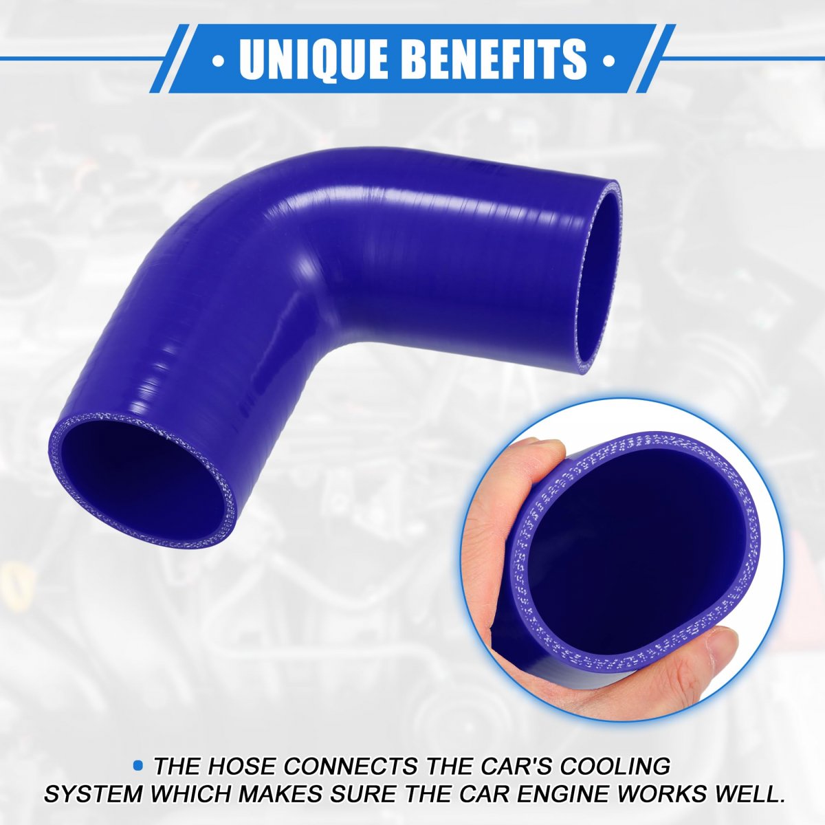 Vekauto 90 Degree Elbow Coupler Silicone Hose 63mm 2 48 Id 125mm Length Intercooler Tube Universal For Car Engine Durable Blue