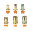 Uxcell 160pcs Rivet Nuts 6-32 8-32 10-24 1 4-20 5 16-18 3 8-16 Zinc Plated Carbon Steel Knurled Flat Head Threaded Insert For