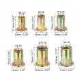 Uxcell 160pcs Rivet Nuts 6-32 8-32 10-24 1 4-20 5 16-18 3 8-16 Zinc Plated Carbon Steel Knurled Flat Head Threaded Insert For