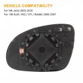 X Autohaux Mirror Glass Heated With Backing Plate Passenger Side Right Rear View For Vw R32 Rabbit