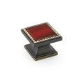 Schaub 21-abz-sc Kingsway Collection 1-1 4 Dia Square Knob Ancient Bronze Scarlet Glass Inlay 
