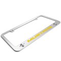 Ford Mustang Yellow Dual Logo In 3d On Mirror Chrome Metal License Plate Frame Official Licensed
