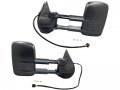 Power Door Mirror Set Of 2 Manual Telescopic Trailer Towing With Heated Glass Turn Signal Folding Black Textured Compatible 