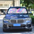 Holographic Rainbow Gradient Swirl Tie Dye Car Sun Shade Windshield Blocks Uv Rays Visor Protector Front Window Accordion