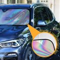 Holographic Rainbow Gradient Swirl Tie Dye Car Sun Shade Windshield Blocks Uv Rays Visor Protector Front Window Accordion