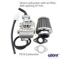 Goofit 16mm Carburetor With Air Filter For 50cc 70cc 90cc Atv Dirt Bike And Go Kart
