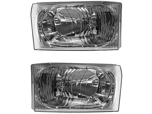 Composite Headlight Assembly Set Of 2 With Clear Lens For 1999-2004 Ford F-350 Super Duty