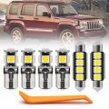 8pcs White Led Interior Lights Bulb Kit For Jeep Liberty Kj 2002 2003 2004 2005 2006 2007 Map Dome Cargo Super Bright 6000k