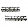 Yana Shiki Usa Ca3266 Billet Aluminum Triple Chrome Finish Straight Style Grips With Flat Ends And Holes 