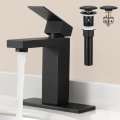Kes Black Bathroom Faucets With Drain With Overflow Sink 1 Hole Or 3 Holes Lavatory Vanity Faucet Single Handle 