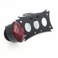 Motorcycle Black Horizontal Vertical Zigzag Side Mount License Plate Bracket Oval-shaped Led Tail Brake Light Integrated For
