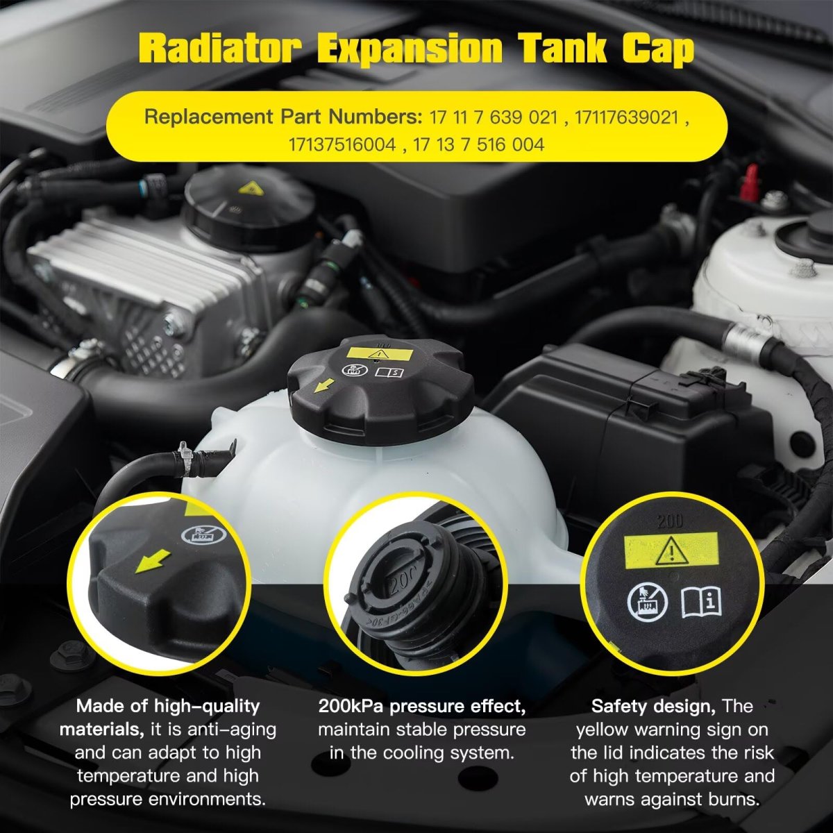 Radiator Tank Cap Expansion For Bmw 525i 2004-2007 2 0bar Replace 17117639021 17137516004