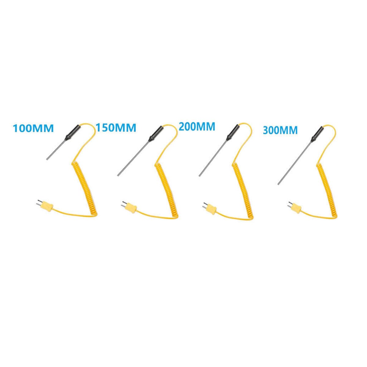 K-type Thermocouple Probe Digital Thermometer Steel Sensor Spiral Cable Probe 100 Mm