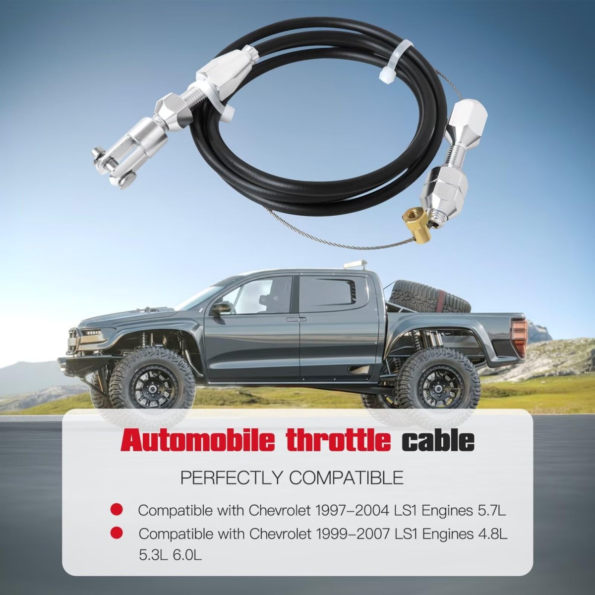 36 In Throttle Cable For Chevrolet Ls1 Engine 4 8l 5 3l 7l 6 0l 1997 2007 Black Stainless Steel Adjustable Accelerator
