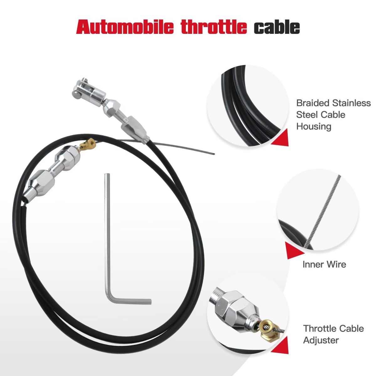 36 In Throttle Cable For Chevrolet Ls1 Engine 4 8l 5 3l 7l 6 0l 1997 2007 Black Stainless Steel Adjustable Accelerator