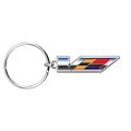 Cadillac V Logo Die-cut Metal Key Chain Key-charm With Black Lanyard Strap Exclsive Official Licensed Product 