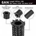 X Autohaux 15ft 6an Fuel Hose An6 3 8 Universal Braided Nylon Stainless Steel Cpe Oil Gas Line Black