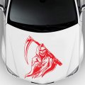 Car Body Grim Reaper Sticker Scythe Universal Adhesive Decorative Red