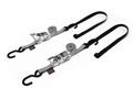Powertye 1in X 7ft Ratchet Soft-tye Tie-downs With S-hooks - 800 Lb Working Load Limit 2 400 Breaking Strength Silver Pair 
