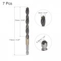 Uxcell 7 Pcs High Speed Steel Hex Shank Twist Drill Bit 8mm Drilling Dia With 1 4 Inch 116mm Length