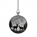 Gotham Decor Buck And Doe Deer Evergreen Forest Glow In The Dark Ceiling Fan Light Pull Double Sided Chain Pendant 