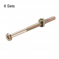 Uxcell M6 X 80mm Furniture Bolts Nut Set Hex Socket Screw With Barrel Nuts Phillips-slotted Zinc Plated 6 Sets