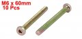 Uxcell M6 X 60mm Fully Thread Hex Socket Drive Flat Head Screws Bolts Fasteners 10pcs