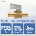 Recpro 1 2 Pex Shut Off Valve Brass Fitting Inline Water Control Barb X Chrome Handle Leak Proof For Rv Camper Marine Plumbing