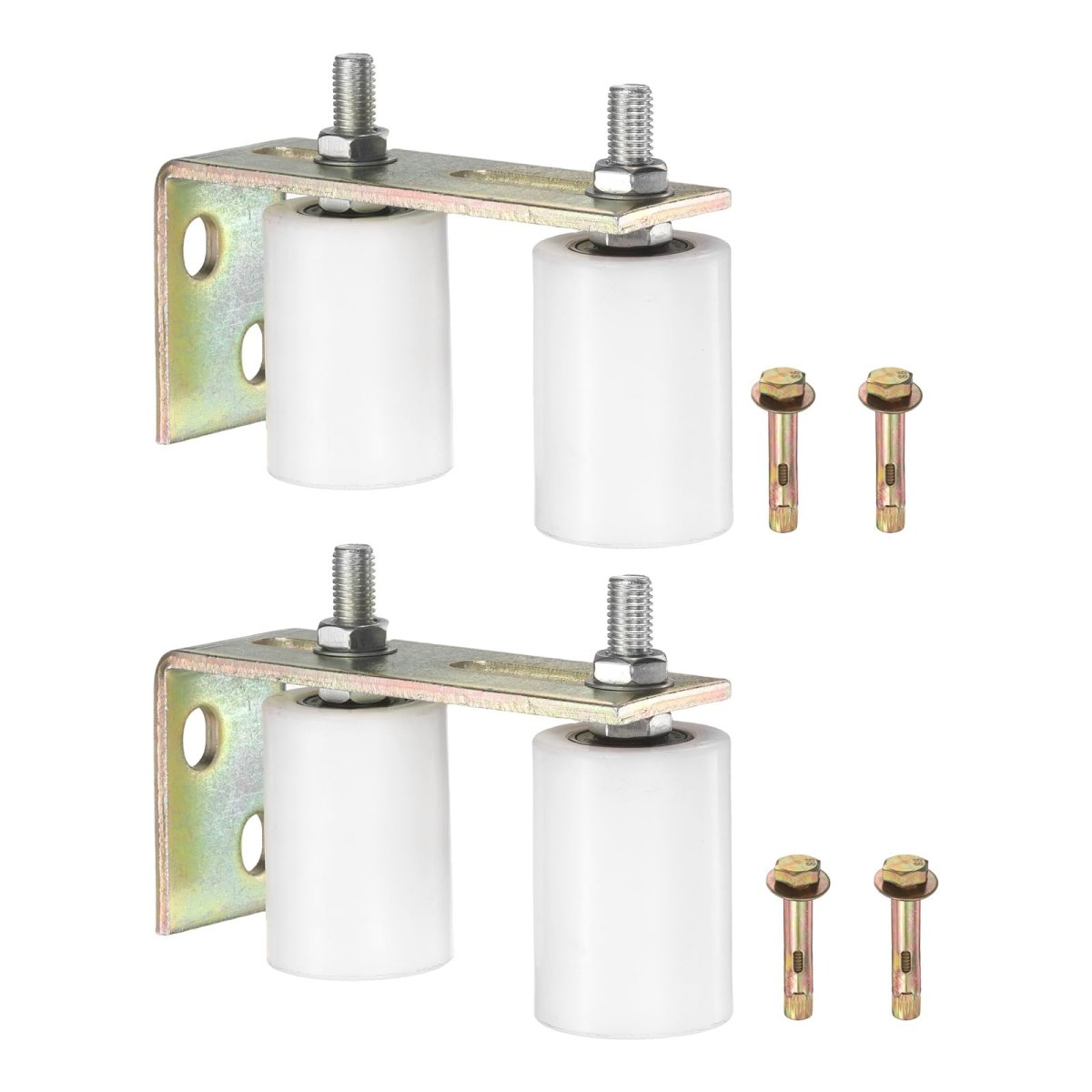 Slide Gate Guide Roller Kit 2 Set 1 97 In Dia Nylon Rollers With L Rear Post Bracket Adjustable Sliding Hardware For Barn And