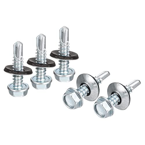 14 X 1 Self Drilling Screws With Rubber Washer 25pcs Zinc Plated Steel Roofing Hex Head Tapping Epdm For Metal To