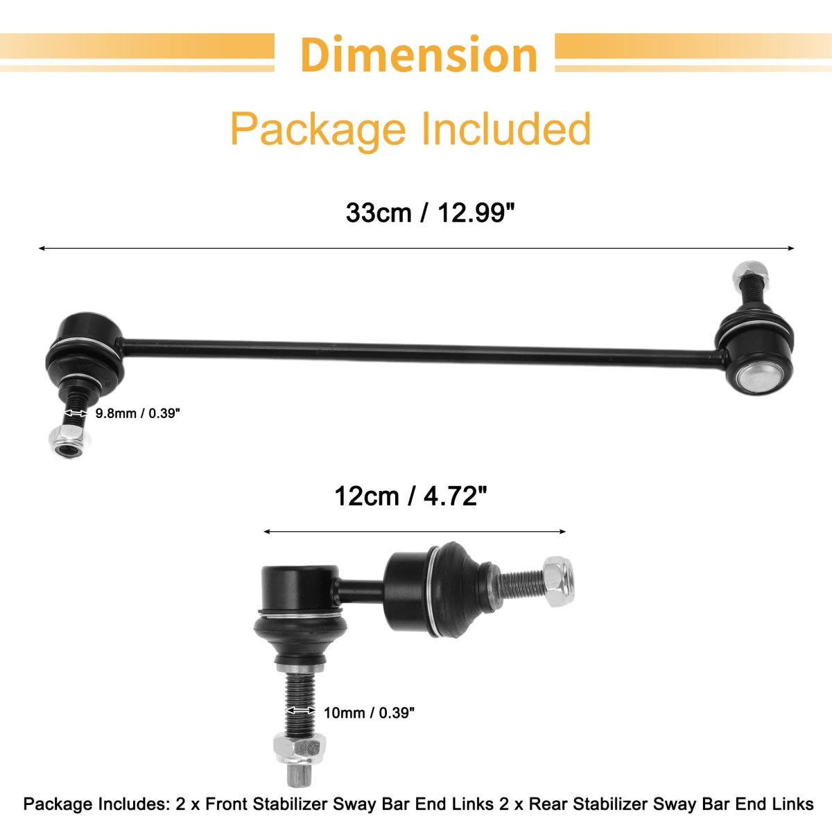 4pcs Front Rear Sway Bar Links Stabilizer Link Kit Ford Focus 2012-2014 For C-max 2013-2018 Suspension No K750554 K750465