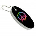 Tie Dye Peace Sign Floating Keychain Oval Foam Fishing Boat Buoy Key Float With Bead Chain 3 2 In X 1 4 0 8 
