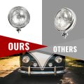 Universal Fit Vintage Style Chrome Fog Lights 12 Volt 35 Watts Clear Lens Steel And Glass With Adjustable Ball Cup Mounting