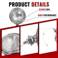 Universal Fit Vintage Style Chrome Fog Lights 12 Volt 35 Watts Clear Lens Steel And Glass With Adjustable Ball Cup Mounting