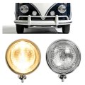 Hecasa Pair Fog Lights Universal Fit 12 Volt 35 Watts Chrome Vintage Style Clear Lens Steel Glass Adjustable Ball And Cup 