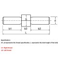 2pcs M6 Left And Right Thread Double End Rod M8 Positive Negative Bar Stud Bolts Screw 304 Stainless Steel Color M6x70mm-2pcs