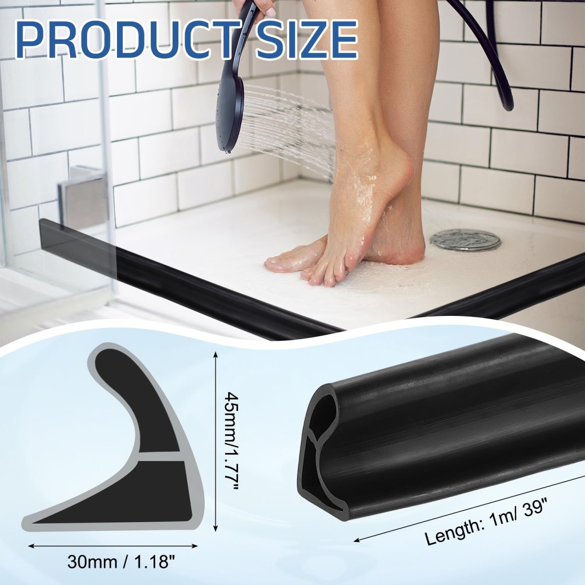 Flexible Shower Water Barrier 39 Tpe Edge Stopper Blocker Splash Guard For Bathtub Sink Washing Machine Dry And Wet Separation