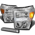 Compatible With Ford Super Duty 3rd Gen Chrome Amber Corner Halo Projector Headlight Led Brake Light W O Cargo