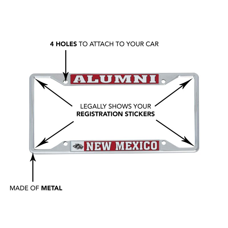 University Of New Mexico Unm Lobos Metal License Plate Frame For Front Or Back Car Officially Licensed Alumni