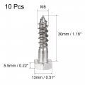 Uxcell Hex Lag Screws M8 X 30mm 304 Stainless Steel Half Thread Self-tapping Bolts For Wood Screw 10pcs