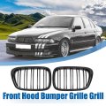 Front Hood Bumper Grille For Bmw 525i 530i E39 2001-2003 No 51137005837 51137005838 Kidney Grill Double Slat 1 Pair Gloss Black