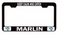Keep Calm And Catch Marlin Fishing Black Metal License Plate Frame Tag Holder L3 