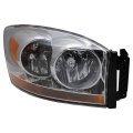 Passenger Side Headlight Assembly For 2006 2008 Dodge Ram 1500 With Chrome Bezel And Amber Bar 