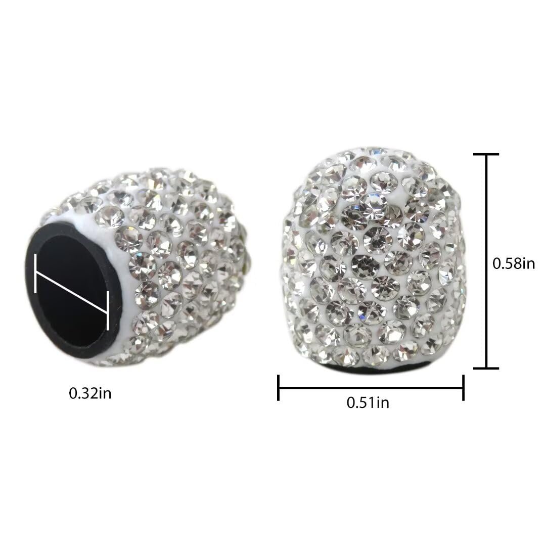 White Tire Valve Caps 8x Handmade Crystal Rhinestone Universal Car Accessories Dustproof Bling Stem Cover For Motorcycle Bike