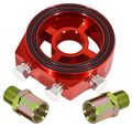 Universal Jdm Anodized Red M20 X 1 5 Aluminum Oil Gauge Filter Adapter Sandwich Plate Set 