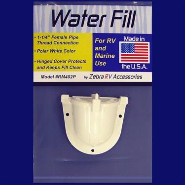 Rm402p Water Fill Spout With Hinged Cover For Rv And Marine Fresh Systems 1 25 In Inlet Outlet Polar White