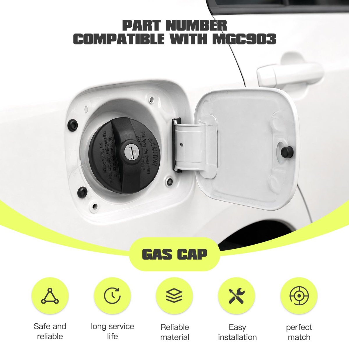 Locking Fuel Cap 25862765 Mgc903 For Chevy Matiz 11-15 Optra 09-10 Sonora -03 Flex Application Black Cam On Non Threaded