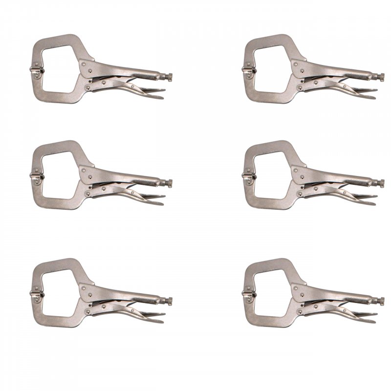 Hfs R 11-inch Swivel Pad Locking C-clamp Pliers 6 Pcs